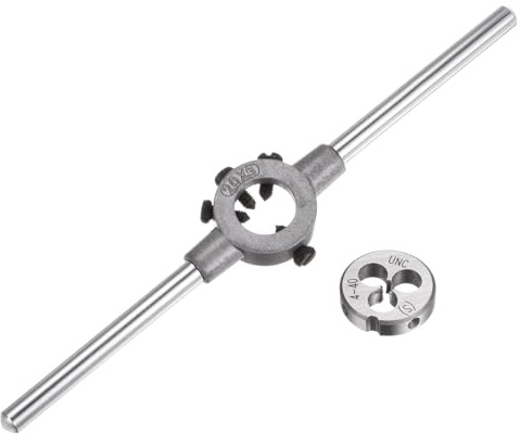 QUARKZMAN Juego de Llave de Mango para Terrajas, Terraja Redonda 4-40 UNC y Porta Terrajas de 20mm (Compatible con 1/8-5/32 (UNC/UNF) / Métrica M3-M4)