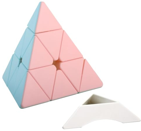 Oostifun ShengShou 3x3 Pyramide Pyraminx Süße Dessert Jelly Farbe Aufkleberlose Zauberwürfel Puzzle Würfel Spielzeug mit Würfel Stand