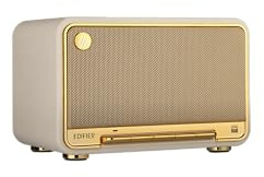 Edifier D32 Retro Tabletop Wireless Speaker, Bluetooth v5.3 & AirPlay2, USB-C & AUX, 11h Playtime, Hi-Res Audio & Wireless Certified, 2.1 Acoustic Architecture, White