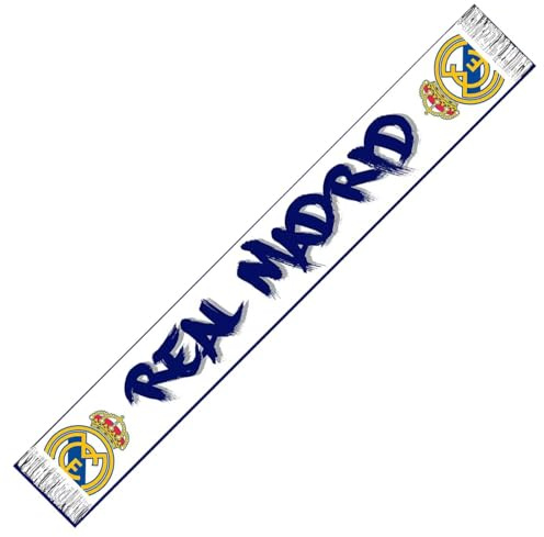 Real Madrid Officiellt licensierad tyg halsduk nr 32 - vit - 140 cm x 20 cm, Vit, one size