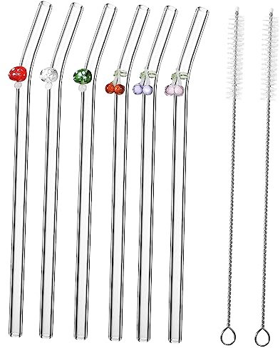 PHENOFICE Set Di Cannucce Riutilizzabili in Trasparente Con Spazzola Pulizia Adatte Per Bevande Come Succo Di Frutta E Tè Al Latte Per Uso Quotidiano E Feste