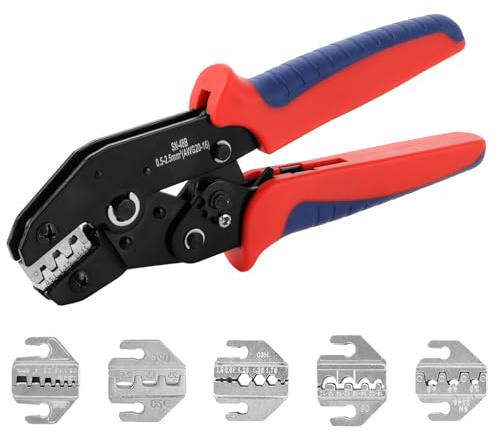 LOPYXBR 7-teiligs Crimpzange Set, Crimpwerkzeug-Set, Aderendhülsenzange für Isolierte und Unisolierte Kabelstecker, Schrumpfschläuche, Aderendhülsen