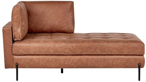 Beliani Chaiselongue Kunstleder braun linksseitig mit Kissen Metallgestell modern Rebais