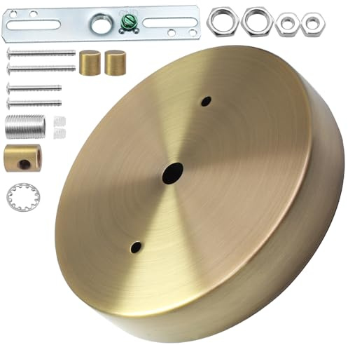 Luomorgo 5 Inch Light Canopy Kit for Ceiling Light, Pendant Light Cover Plate, 1 Set Metal Chandelier Canopy Kit with Mounting Hardware (Brass)