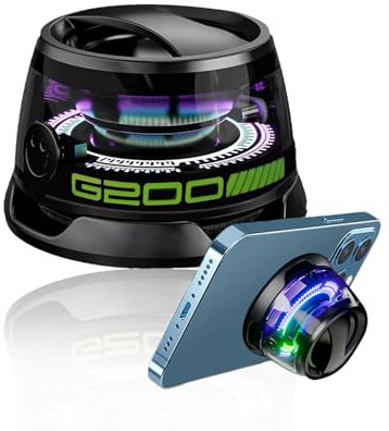 Pequeño altavoz Bluetooth con base magnética, potente altavoz portátil pequeño, fácil de fijar a la superficie de metal con anillo de acero, compatible con iPhone 13/14/15/16, ideal para viajes,