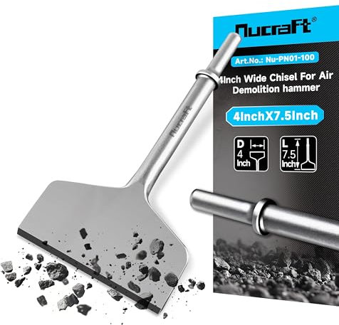 Nucraft 4 breiter pneumatischer Meißel, 0.4 Schaft, Luftmeißel, Bit für Fliesen und Dünnsatz, Skalierungsmeißel, dünner Schaber, Wand- und Bodenschaber, Fliesen