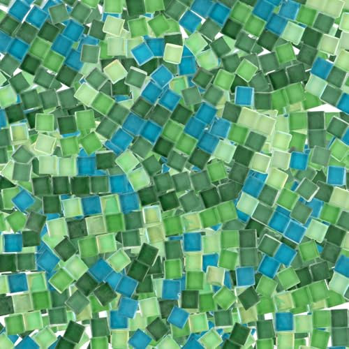 ZOFUN 1 kg di piastrelle a mosaico di cristallo verde, piccole piastrelle a mosaico per fai da te, pietre a mosaico di cristallo per bagno, cucina, decorazione per la casa, progetti artistici fai da