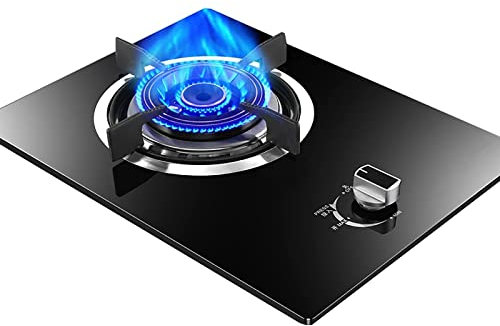 GAROEN Fornello a Gas a bruciatore Singolo da 32 cm, fornello a Gas da 5,2 kW, fornello a Gas da Incasso, Cucina, pentole con FFD e portapentole in ghisa (A NG)