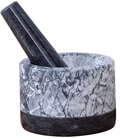 BESTHAHA Juego de mortero y Maja Juego de mortero y Maja Tazón de mortero y Maja de mármol Molinillo de Piedra Maciza Gran Regalo para Cocineros y Amantes de la Comida Incluye par