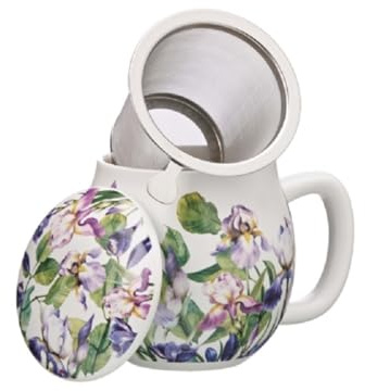 La via del te Camilla Bouquet Iris - Tetera de porcelana con filtro de acero inoxidable, 0,35 l