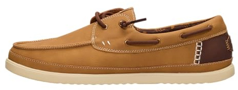 HEYDUDE Men’s Harbor Lo Classic Boat Shoe | Bone Brown/Multi Size 14 | Lightweight Slip-On Loafer with Faux Leather Upper for Casual Daily Wear