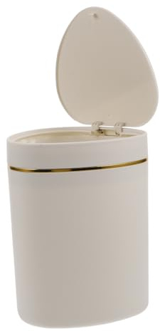 Vaguelly Poubelle De Table Petite Avec Couvercle à Pression Conteneur à Déchets Mini Pour Bureau Chambre Cuisine Corbeille Blanche