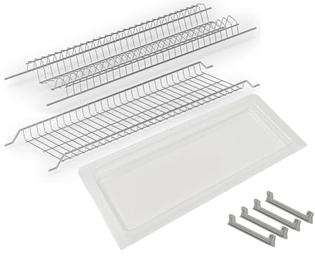 inferramenta Kit Scolapiatti Grigio | Supporti Inclusi | Vaschetta Raccogligocce PVC Trasparente Inclusa | Diverse Misure (Pensili 45 cm)
