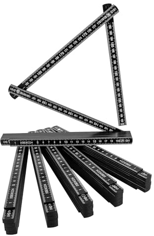Mètre pliant 2 m Mètre pliant : 6 pièces Mini mètre pliant 2 mètres en plastique avec 10 maillons Mètre métrique Cadeau pour bricolage, maison, loisirs, atelier, noir