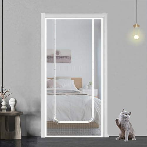 Rejilla para gatos, para balcón, puerta de rejilla para gatos, adecuada para puerta de tamaño 90 cm x 210 cm, mosquitera segura para mascotas, evita el escape de gatos, rejilla para la introducción de