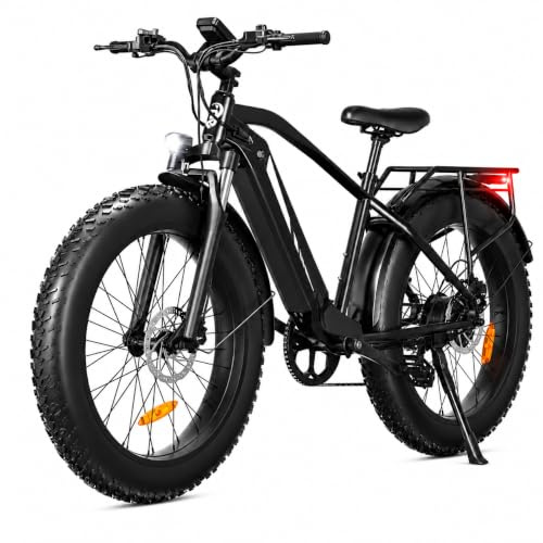 Bodywel E Fatbike Herren Damen, 26x4.0 All Terrain E Bike Mountainbike, 48V 15Ah Akuu, 250W Heckmotor, 7-Gang-Getriebe, Federgabel Verstellbar, Hydr. Scheibenbremsen, Legierungsrahmen
