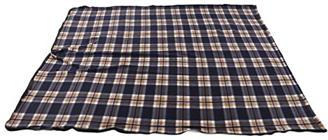 Bonbela Fleece Schlafsack Tragbarer Reisen Warmer Schlafsack für Erwachsene Im Freien Camping Wandern Klettern (Marine Blue Grid)
