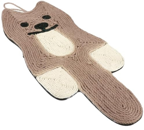 DECOMELODY Katzenförmiges Sisal Kratzpad mit Aufhängeseil Katzenkratzmatte zum Kratzschutz von Möbeln im Zuhause