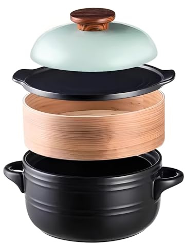 Vaporera con tapa, cacerola japonesa, olla de cerámica for cocinar o guisos.