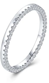 Ayoiow Full Eternity Band Bunte Ringe Damen mit Moissanitkein Edelstein, Vorsteckring 750 Gold, 18 Karat Weißgold Größe 63 (20.1)