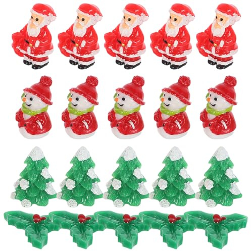 Homoyoyo 20pezzi Miniature in Resina Natalizie Statua di Babbo Natale e Pupazzo di Neve Decorazioni Festive in Miniatura per Albero Fai da Te Artigianato Giardino Paesaggio Micro e Tavolo