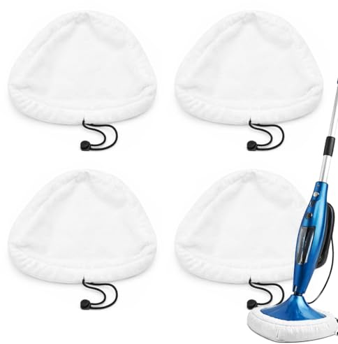 sumue 4 Pcs Steam Mop Pads Replacement, H2O HD Steam Mops Pad Washable Microfiber, Universal Triangular Cleaning Cloths Compatible with X5 Vax Vileda Steam Mop Heads