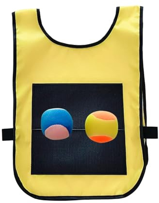 Klettballspiel,Sticky Ball Weste,Klettball Weste Set für Kinder – 2 Zielwesten & 4 Klettbälle, Wurfspiel mit Klebejacke, Klettballspiel Outdoor Spielzeug für Garten, Außenbereich,Strand & Party (Gelb)