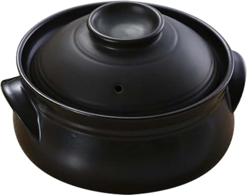 1,6 L Koreansk Svart Keramisk Gryta Med Lock, Rund Soppterrin I Lergods, Perfekt För Hemlagning, Restaurangbruk Och Snygg Köksinredning Black 1.1L