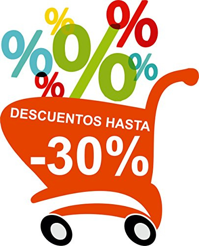 Oedim Vinilo Rebajas 60x74cm | Personaliza Descuento de Las Rebajas | Adhesivo Carrito de la Compra Duradero y Económico| Pegatina Económica y Elegante, Ideal para Escaparates o Cristaleras