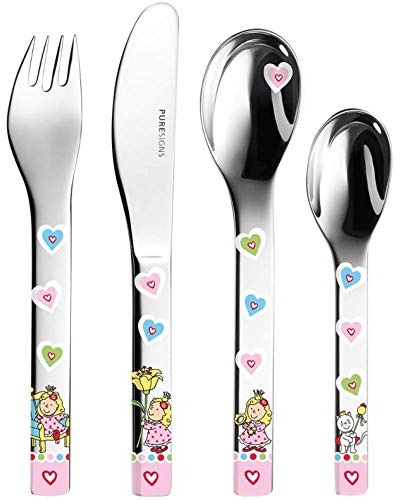 Sterngraf Kinderbesteck Prinzessin Nelia MIT Gravur (z.B. Namen) 4tlg. von Puresigns inkl. Namensgravur auf der Rückseite, Taufgeschenke für Mädchen Geschenk zur Taufe