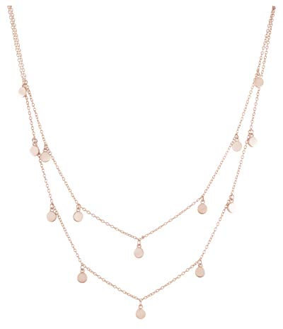 LAJOIA Jewelry Damen Halskette 925 Sterling Silber Filigrane Kette mit Plättchen zweireihiger Halsschmuck (Rose)