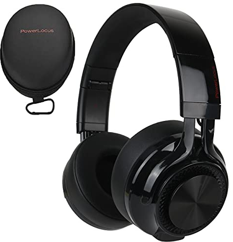 PowerLocus P3 Bluetooth Headphones Over-Ear, [40h Playtime, Bluetooth V5.0] Wireless Headset Hi-Fi Stereo Headphone, Foldable with Mic, Deep Bass, Wired Mode for Cell Phones/Laptop/PC/TV (Black)