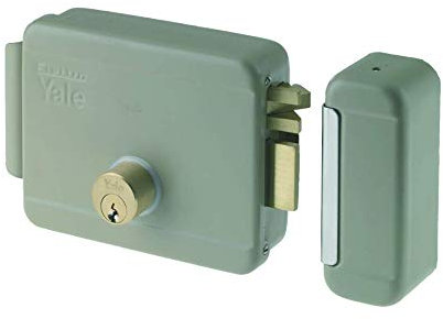 Yale Serratura elettrica da applicare per cancelli Y6800080105 mano destra, acciaio zincato, basso voltaggio, entrata 80 mm