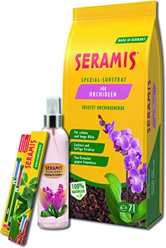 Wohnkult Seramis Set 7 litri di substrato speciale per orchidee, spray vitale e indicatore di innaffiatura, piccolo