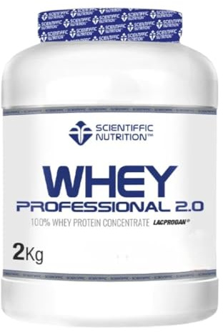 Scientiffic Nutrition - Whey Professional 2.0 Proteinas Whey en Polvo 100% Pura, para Aumentar la Masa Muscular, con Enzimas Digestivas y Lactasa - 2kg, Sabor Chocolate Blanco - Fresa.