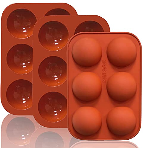 Lerykin 6 Holes Medium Semi Sphere Silicone Molds, 3 Packs Half Sphere Silicone Baking Molds for Making Chocolate, Cake, Jelly, Dome Mousse