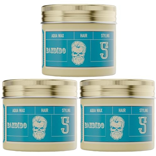 Bandido Aqua Wax Nr.5 blå/blå (3 x 125 ml) medium hårvax starkt grepp stylingvax för män pomade herr