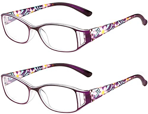 SaNgaiMEi Blaulichtfilter Lesebrille Damen Herren Computerbrille, Bequeme und flexible Blaulichtbrille Lesehilfen Sehhilfe Brille mit Sehstärke (Lila, 2.5, multiplier_x)