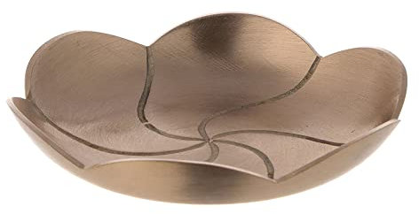 Kerzenteller aus satiniertem Messing in Form einer Lotusblume, 12 cm