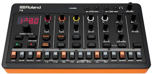 ROLAND AIRA Compact T-8 Beat Ultra-Portable Bass Machine Sounds | TR-REC Drum Sequencer | Six Rhythm Tracks | Built-in Effects | USB and MIDI Connectivity