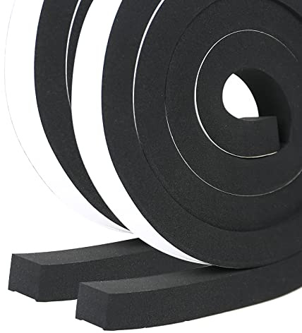 Ruban d'étanchéité auto-adhésif en caoutchouc mousse pour portes et fenêtres - Joint d'étanchéité en caoutchouc pour collision - Isolation acoustique (A: 12 mm (l) x 12 mm (P) x 4 m (L))