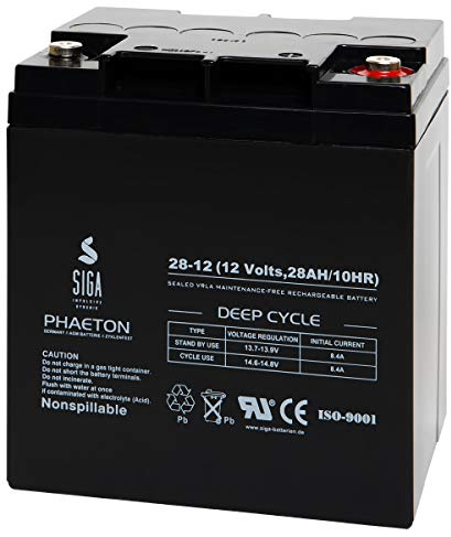 SIGA Akku 12V 28Ah AGM Batterie wiederaufladbar Solar ersetzt 26Ah 30Ah