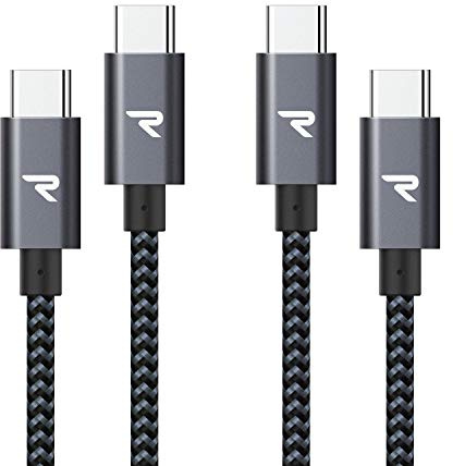 RAMPOW Câble USB C vers USB C 100W PD, Charge Rapide Nylon Tressé 2M+2M | Type C, Compatible avec iPhone 17/16/15 Pro Max, MacBook Neo, iPad Pro/mini, Nintendo Switch, Galaxy S26/25, Google Pixel