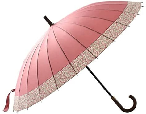 IRYZE Windsicher Regenschirm Winddichter Großer Golfschirm Mit Hakengriff, Tragbarer Kirschblüten-Überdachungsschirm Regenschirme Schirm Sturmfest (Color : Pink, Size : 98cm)