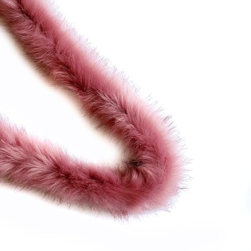 3m Kunstfell Band Flauschige Pelz Stoff Kunstpelz Stoff Furry Faux Strips Plüschband Zierband Dekoband Plüschstoff Plüsch Trim für DIY Basteln Nähen Kleidung Weihnachtsdeko 8-10cm breit Altrosa
