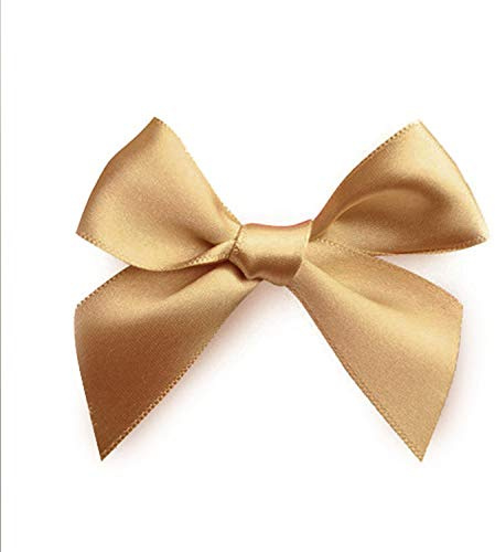 Mini Satinbandschleifen 50 Stück Kleine Satinband Bögen Dekorative Schleife 7X 6cm Geschenkschleifen Satinschleife Deko Schleifen Zubehör für Hochzeitskarten,Geschenktüten,Bastelarbeiten -Gold