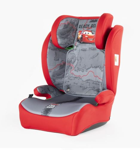 Tataway Disney Cars i-Size, Kindersitz 15-36 kg (3,5-12 Jahre), 100—150 cm, Gruppe 2/3, wird mit 3-Punkt-Gurt montiert, rot und grau