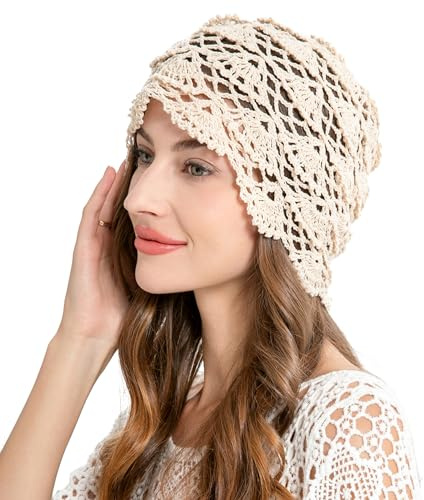 ZLYC Damen Sommer Strickmützen Handgemacht Häkelmütze Slouch Beanie Mütze | Baumwolle Atmungsaktives