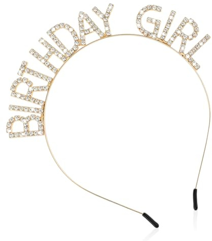 TIESOME Födelsedagskronor flicka pannband, Happy Birthday-tiara strass glänsande pannband födelsedag huvudbonad hårsmycke för kvinnor flickor födelsedagsfest dekorationer