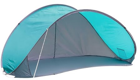 Tenda da spiaggia pop up turchese con borsa per il trasporto, 210 x 110 cm, tenda da spiaggia autoportante con protezione UV 50+, protezione dal vento, da giardino, da picnic, per 2 persone